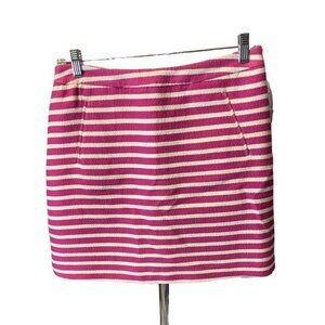 Halogen Pink White Striped Tweed Straight Short Skirt Sz 10